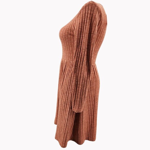 Womens Large ANYJOIN Knit Sweater Dress Long Sleeve Knee Length Pockets NEW - Picture 6 of 10